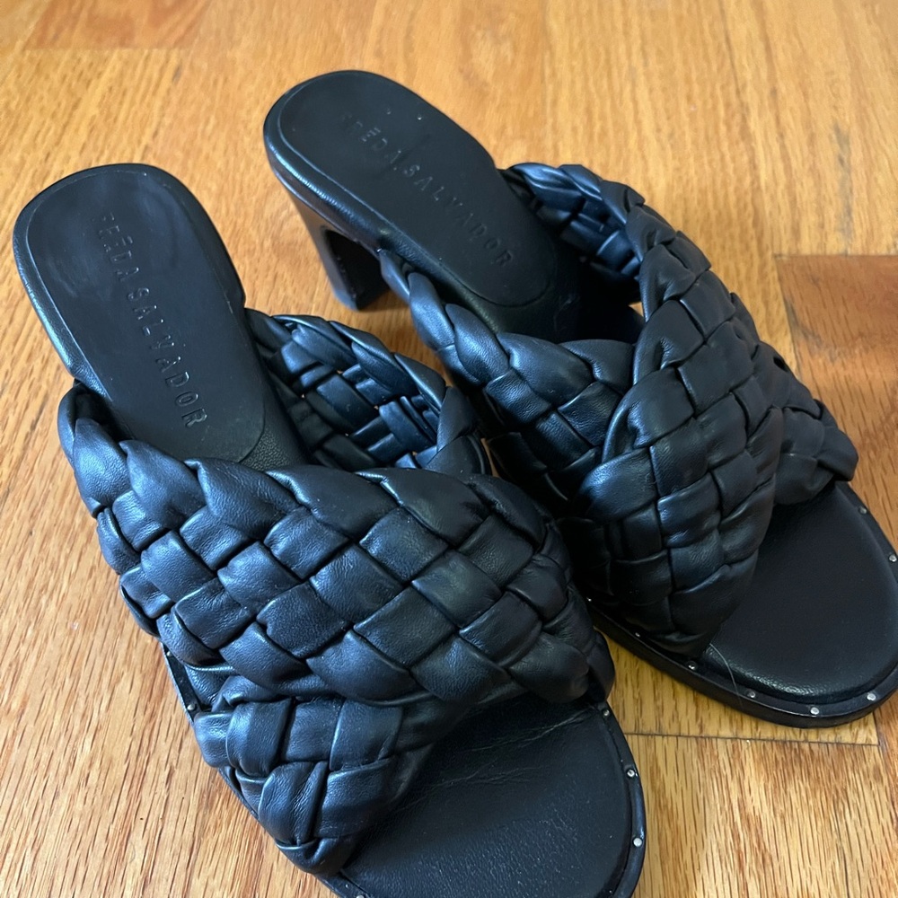Freda Salvador Black Braided Mules
